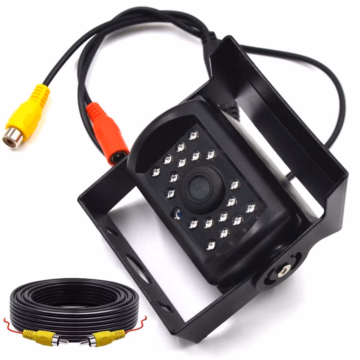 Telecamera per retromarcia 12V-24V, cavo AV da 15 metri, 18 LED a infrarossi per la visione notturna