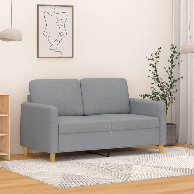 Divano moderno vidaXL in tessuto grigio con struttura in metallo per il tuo soggiorno L: 138 cm, P: 80 cm, H: 77 cm