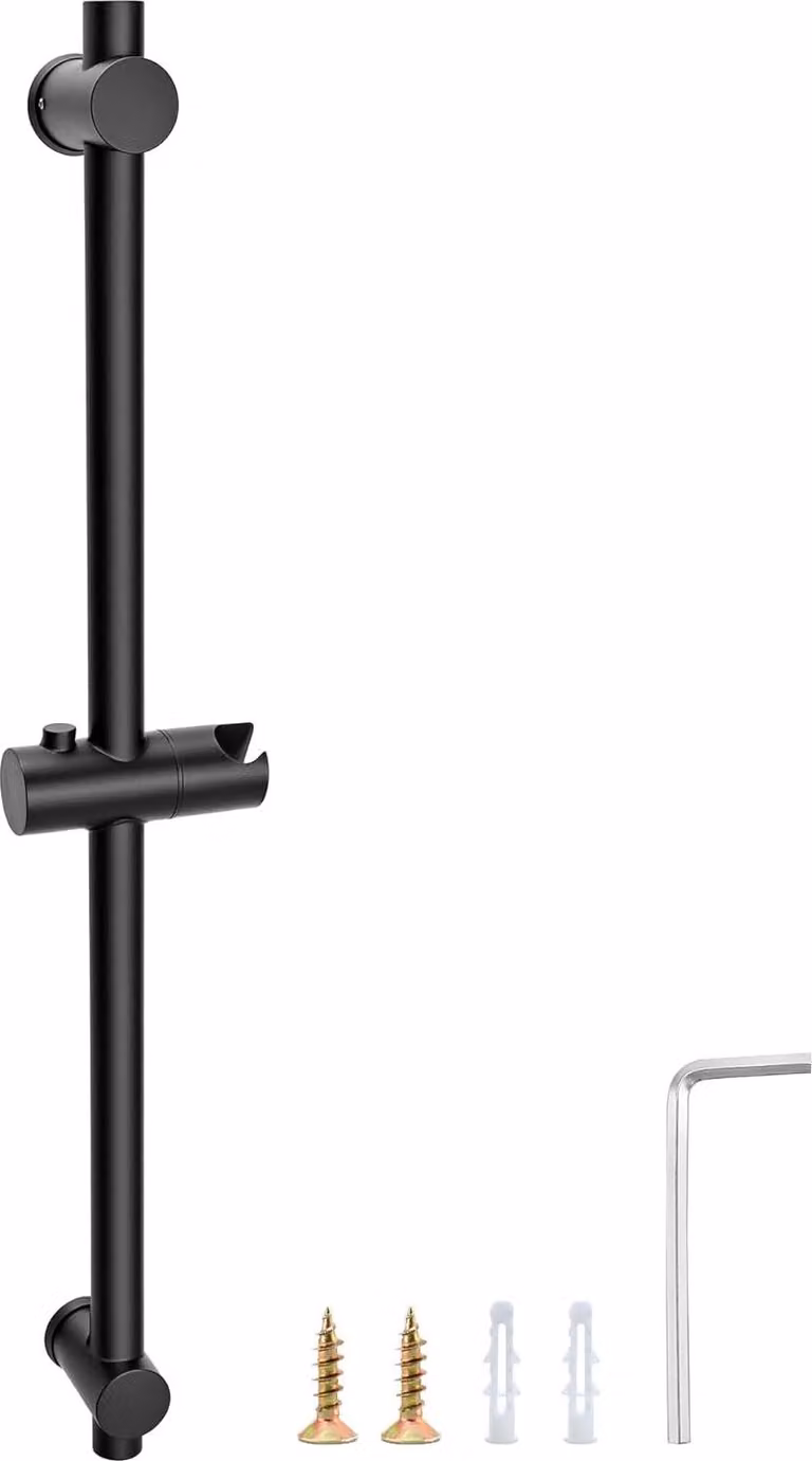 asta doccia da 66 cm con supporto flessibile per soffione - acciaio inox SUS 304 nero opaco - piede di montaggio regolabile