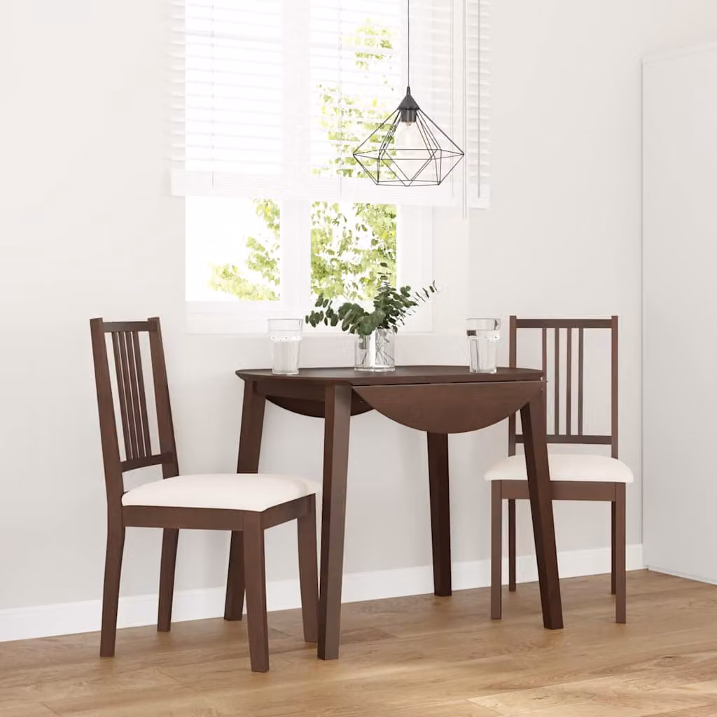 Set di 2 sedie da pranzo vidaXL in legno di hevea marrone con cuscini beige per soggiorno e cucina