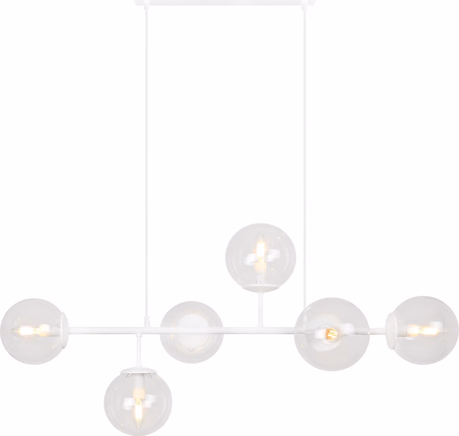 Plafoniera Siena bianco 6 luci vetro beige E14 bracci lunghi