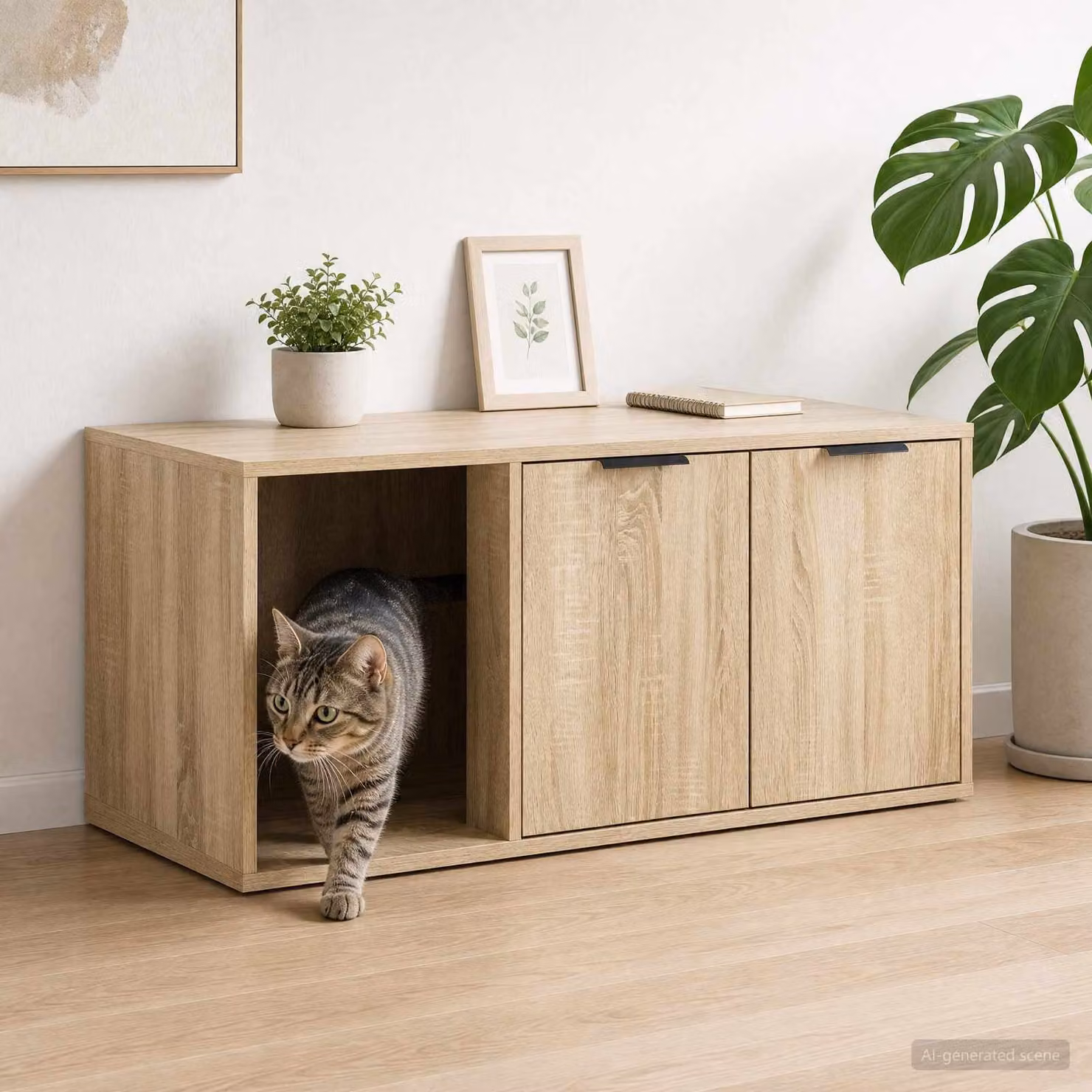 Mobile per gatti vidaXL in Rovere Sonoma, marrone, L 100 x P 49 x H 45 cm