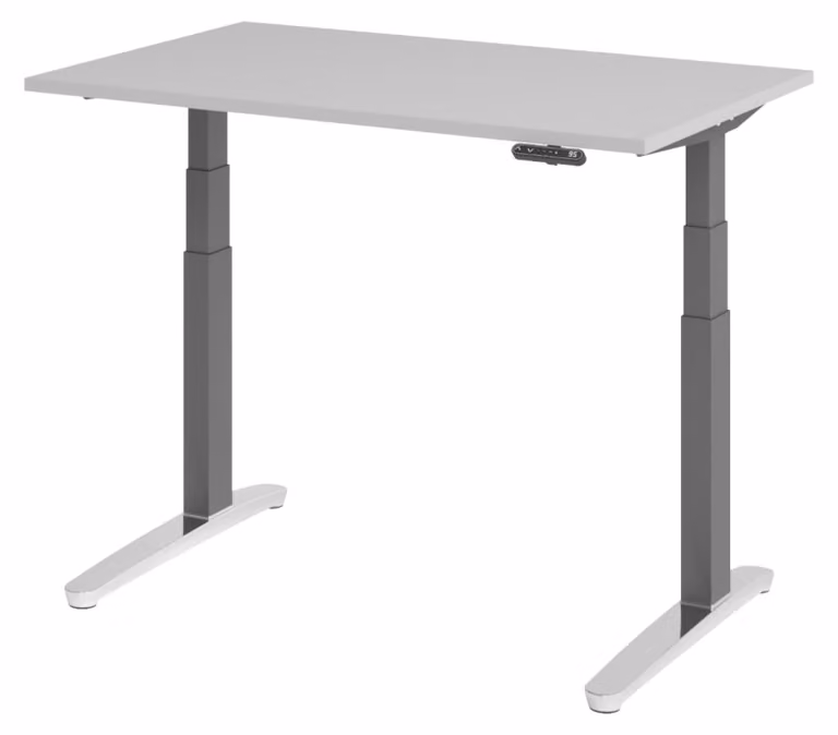 Scrivania elettrica bümö XBHM - Dimensioni: 120 x 80 cm, finitura: grigio, struttura: grafite/alluminio lucido