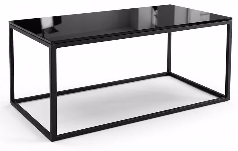 Tavolino Helio, tavolo da soggiorno, 110x60x48 cm, nero, vetro nero