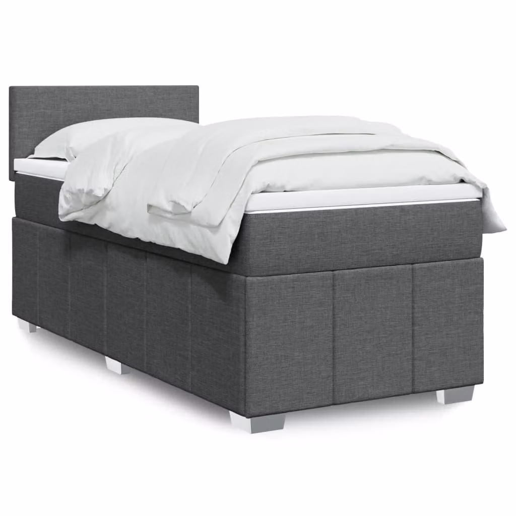 vidaXL Giroletto a Molle con Materasso Ibrido in Tessuto Grigio e Bianco L/P/H: 90 x 190 cm
