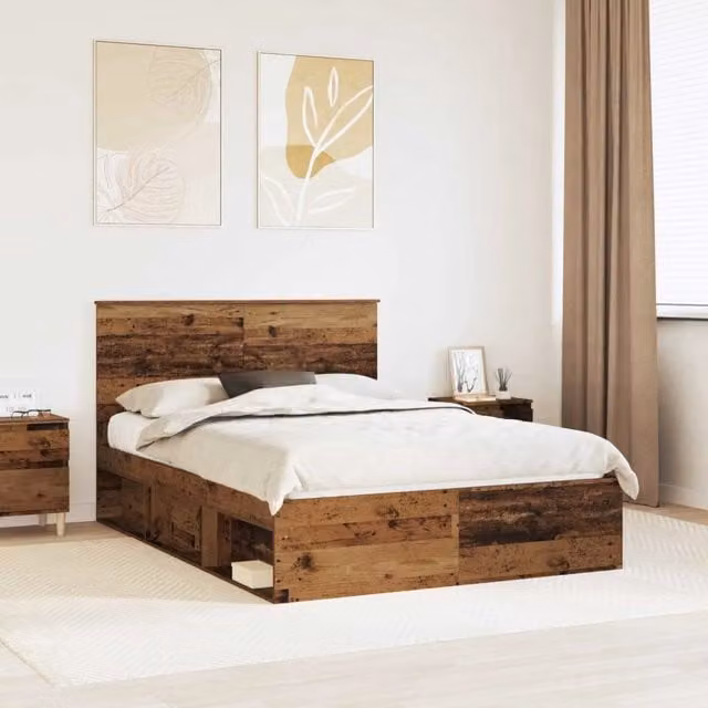 Struttura letto in pino massello vidaXL colore marrone L/P: 140 x 190 cm