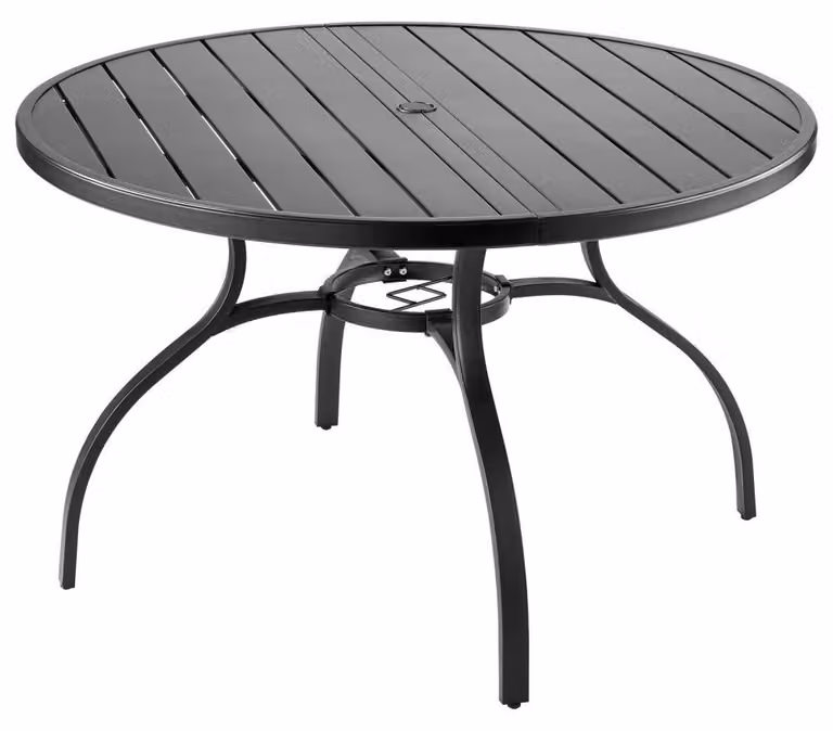 Tavolo da giardino, tavolo da balcone - Acciaio al carbonio nero - 120 x 72,5 cm - Forma rotonda