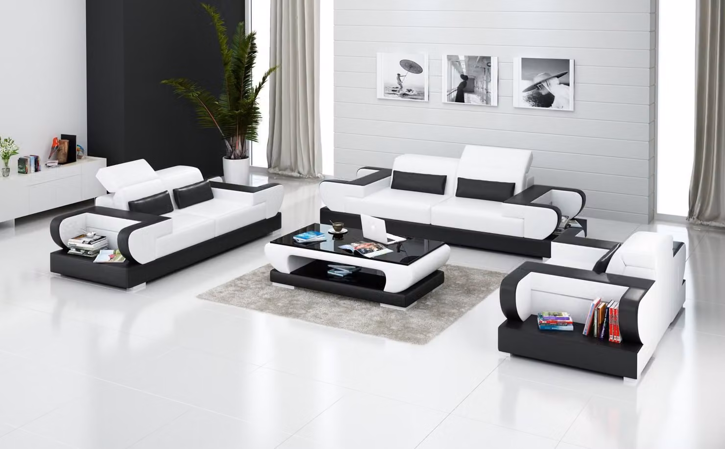 Luxuriöse Sofagarnitur Wohnzimmer Garnitur Leder Polster Couchen Sofa 3+2 Set