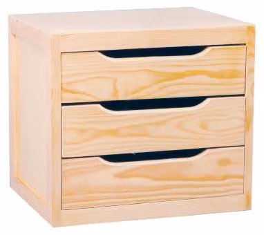 Cassettiera da Tavolo 3 cassetti 39x30x29,5 cm in Legno di Pino Naturale