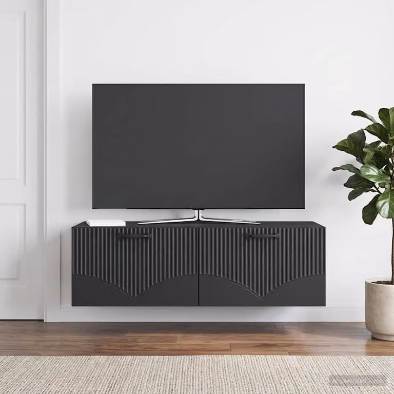 vidaXL Mobile Porta TV da Muro Moderno in MDF Nero L/P/H: 98 x 41 x 30 cm