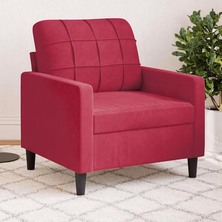 Poltrona rossa, 60 cm, in velluto, 13,7 kg