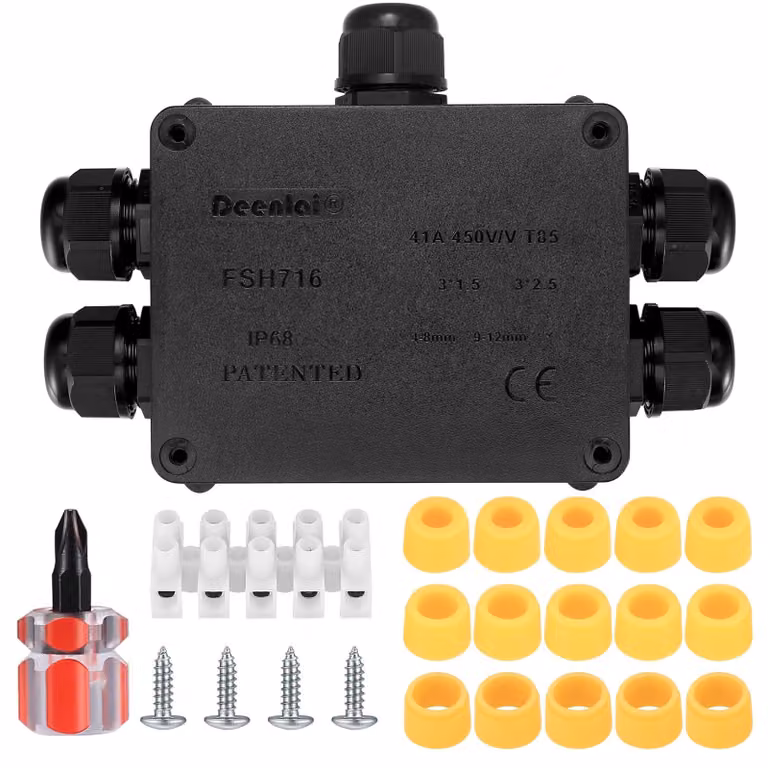 Scatola di derivazione impermeabile IP68, con 5 ingressi, per uso esterno