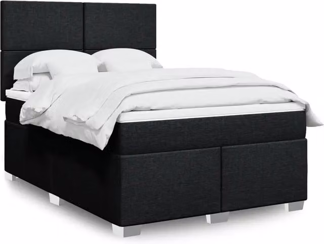 Letto Ibrido Moderno vidaXL con Materasso Nero e Struttura in Legno e Tessuto L/P: 160 x 200 cm