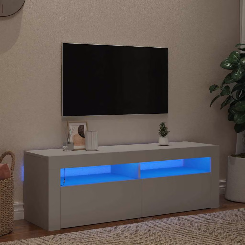 vidaXL Mobile Porta TV Moderno con Luci LED Integrate Bianco L: 120 cm, P: 35 cm, H: 40 cm