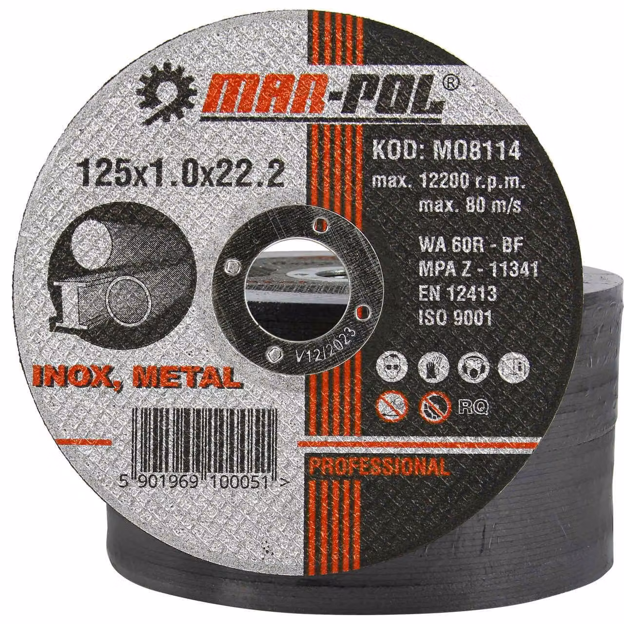 MAR-POL Disco da taglio per acciaio e acciaio inossidabile, 125x1,0x22,2 mm M08114