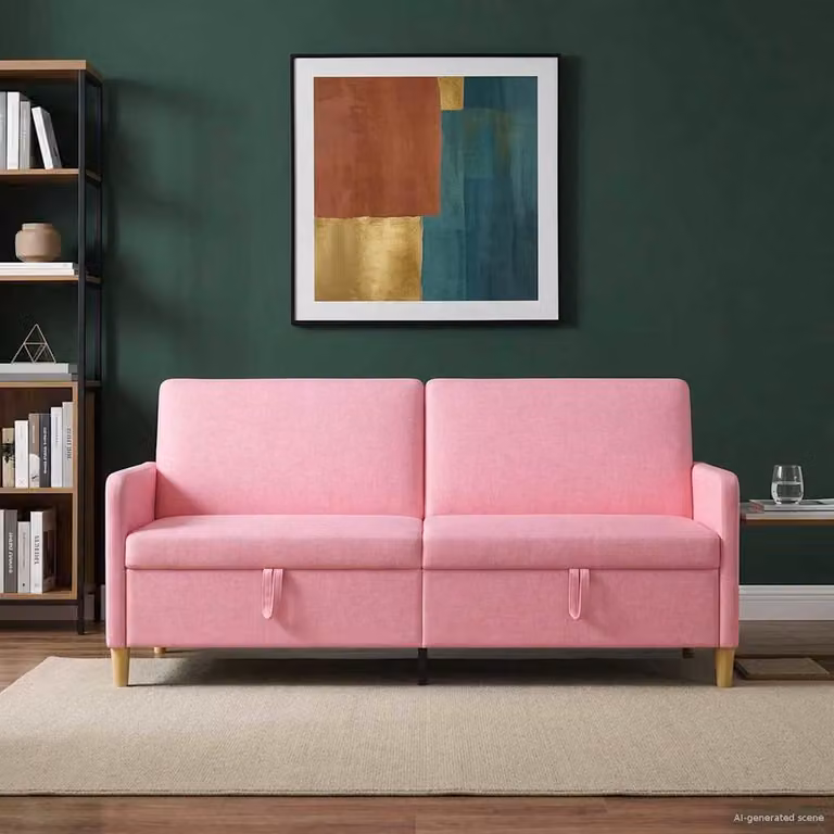 Divano moderno vidaXL con contenitore rosa e seduta sollevabile per il tuo soggiorno L: 192 cm, P: 78 cm, H: 87 cm