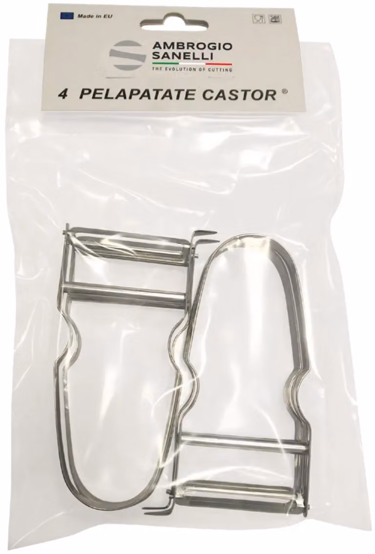 Pelapatate Castor lama inox, confezione 4 pezzi