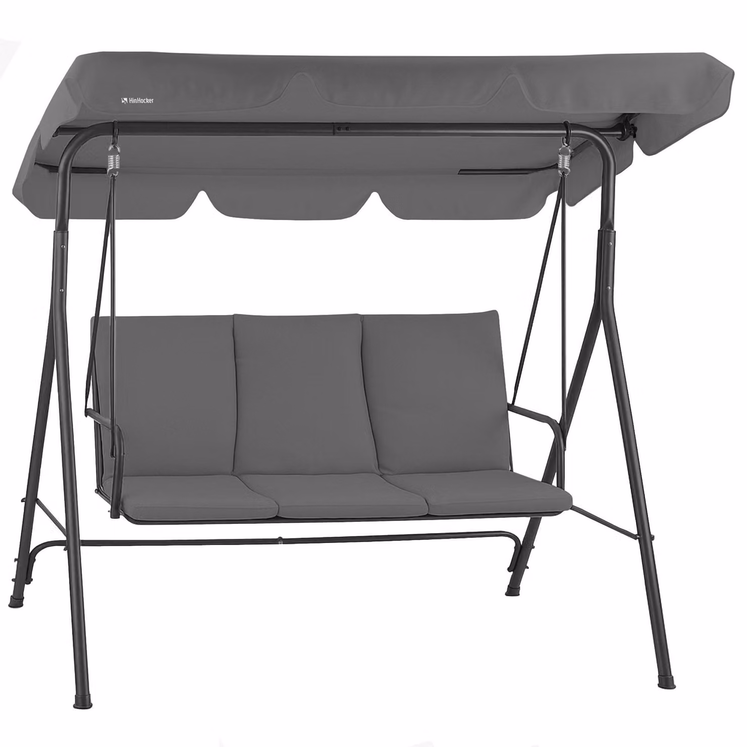 Altalena HinHocker Hollywood a 3 posti con tettuccio parasole, grigio, carico massimo 250 kg, altalena da giardino