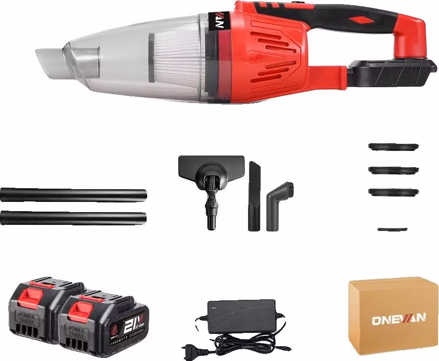Aspirapolvere elettrico, design cordless, forte potenza di aspirazione, 2 batterie 1 caricatore