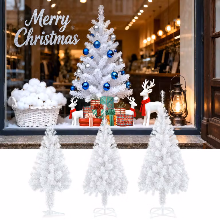 Albero di Natale artificiale TANYEAR, altezza 180 cm, albero decorativo, decorazioni natalizie, colore bianco