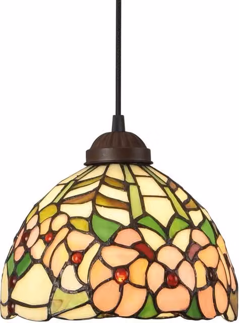 LÚZETE Lampada da soffitto Tiffany Floria in stile Art Nouveau, marrone e multicolore, diametro 20 cm