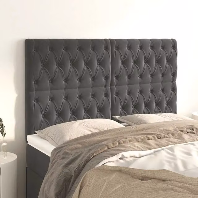 Testiera per letto VIDAXL in velluto grigio scuro, L: 144 cm, P: 7 cm, H: 118-128 cm – 1