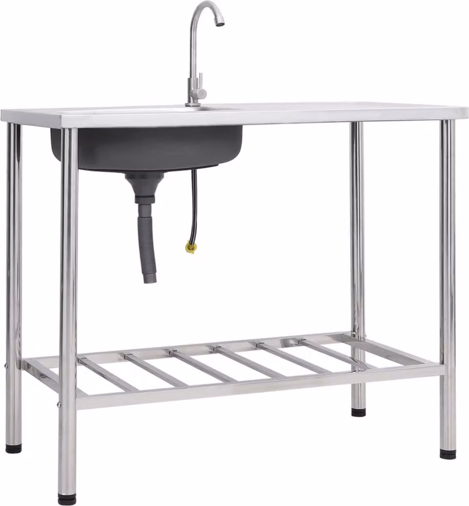 The Living Store Lavello da campeggio con rubinetto in acciaio inox