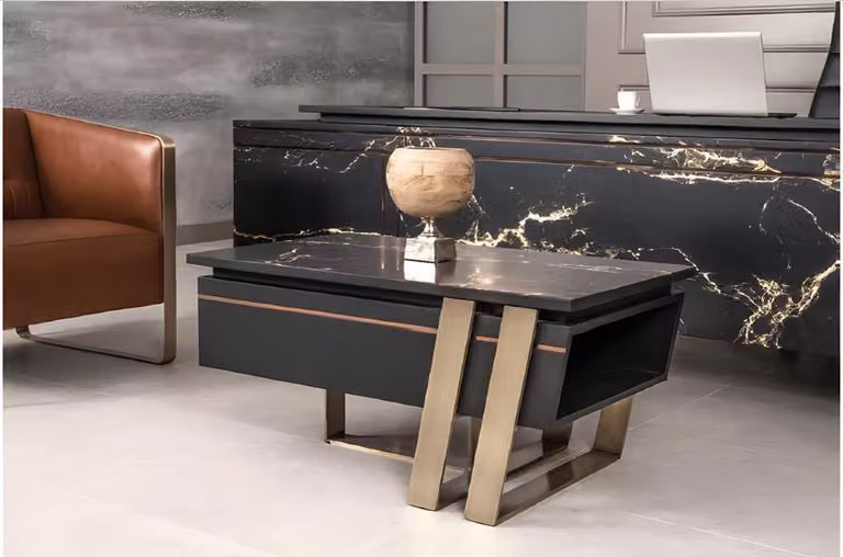 Tisch Holz Couchtisch Modernes Design Beige Tische Büro Schwarz Einrichtung