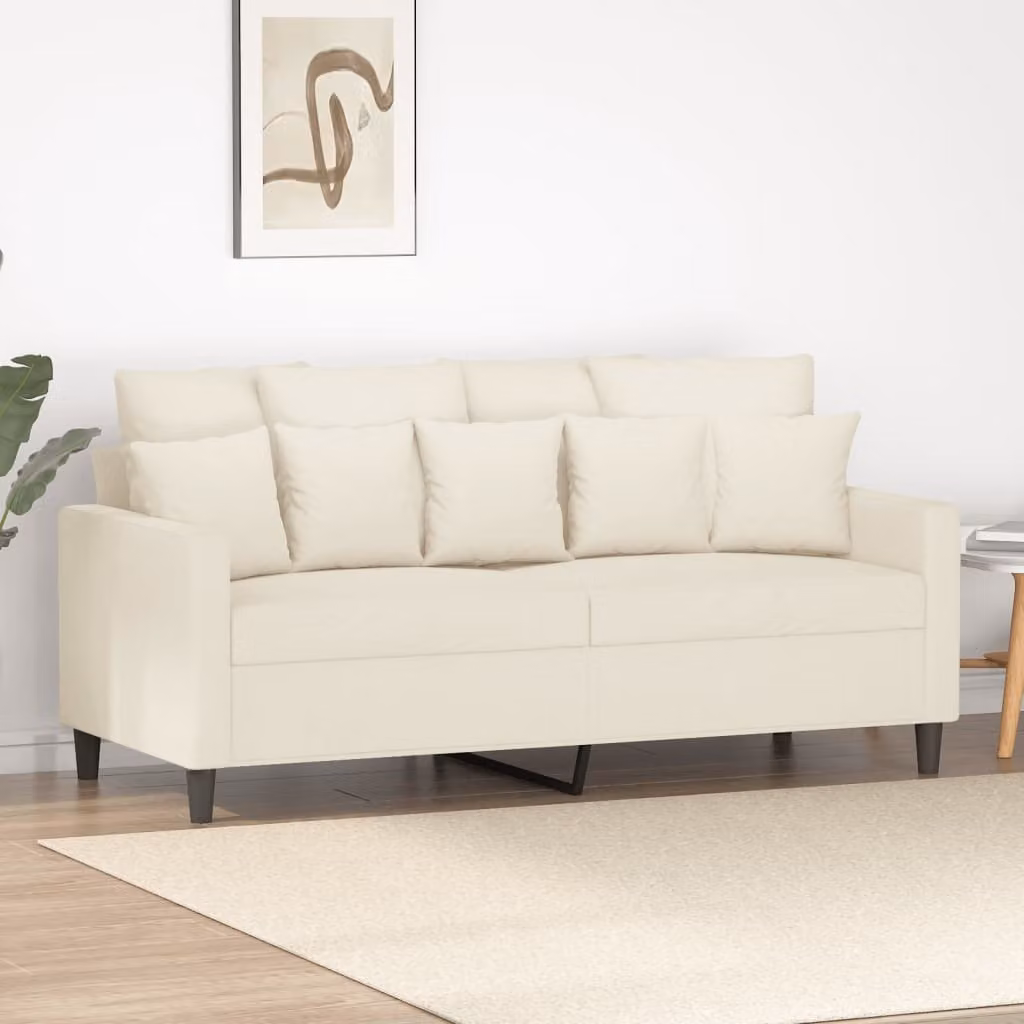 Divano a due posti, colore crema, in velluto, dimensioni 140 cm