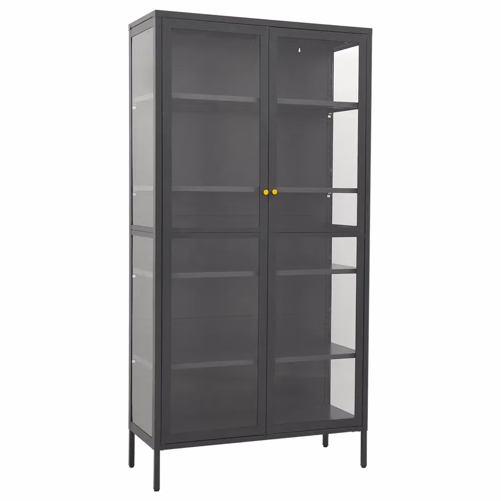 Vetrina moderna vidaXL in acciaio e vetro temperato color antracite, L: 90 cm, P: 40 cm, H: 180 cm – 2