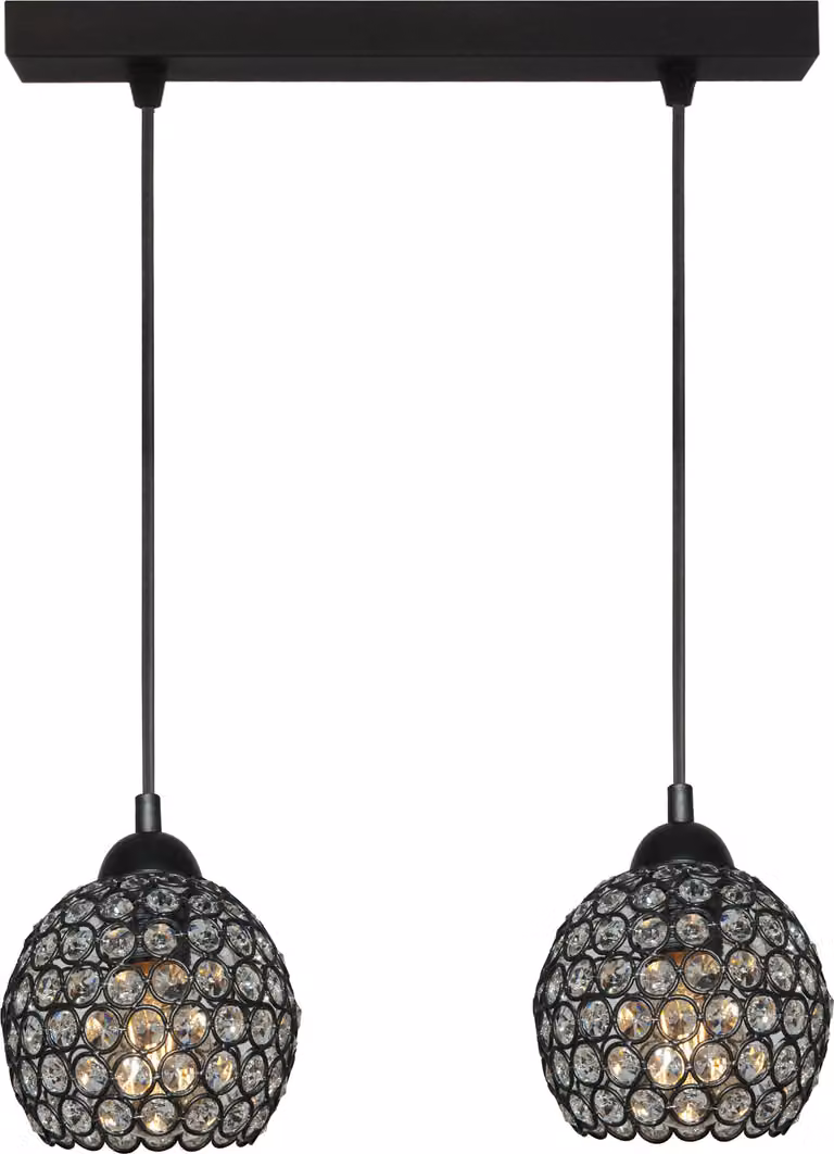 Lampada a sospensione nera con paralume in cristallo KLAUDIUSZ 14-748