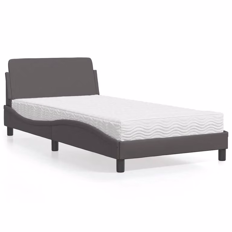 Letto con Materasso Dover vidaXL in Similpelle Grigio e Bianco, L/P/H: 100 x 200 x 218 cm