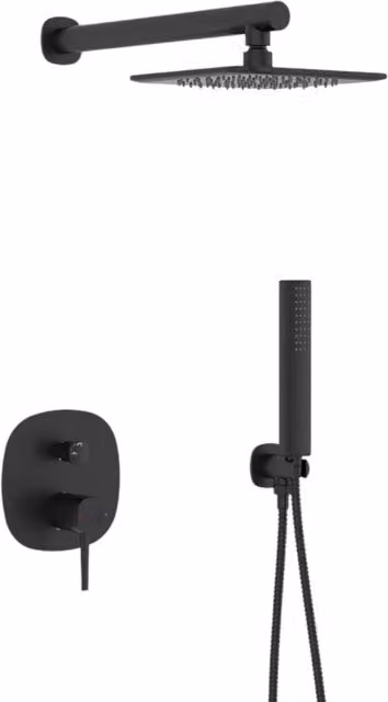 Set doccia – nero opaco, soffione, braccio doccia e miscelatore doccia