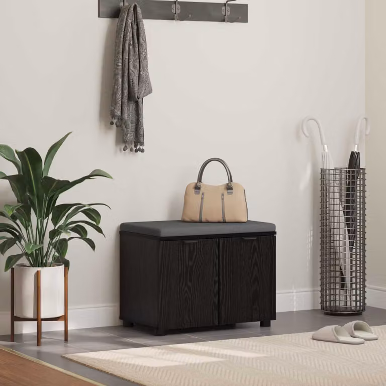Panca per ingresso con scarpiera vidaXL in stile moderno, colore nero, L 60 x P 38 x H 46 cm