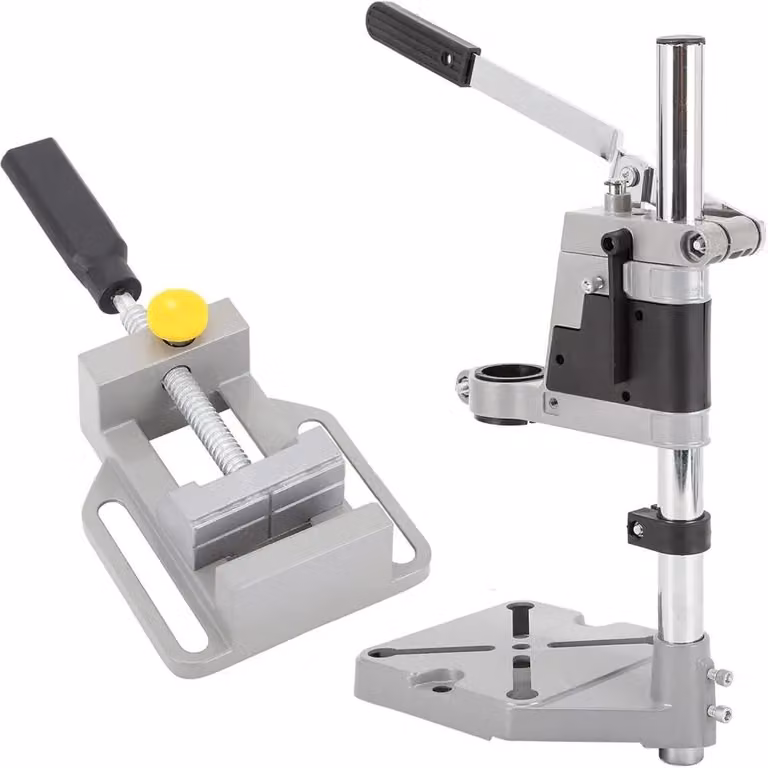Set di supporti per trapano - Supporto per trapano regolabile - Lega di alluminio - Universale - Supporto per punte - Lavorazione del legno - Accessorio per foratura