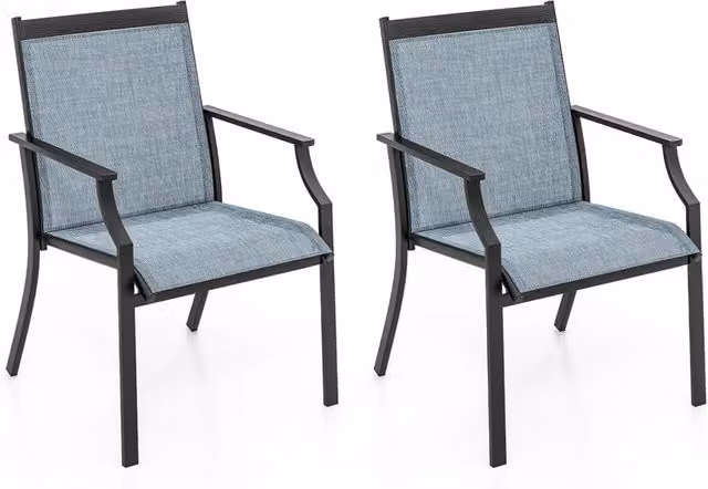 Set di 2 sedie da esterno Design Mania in metallo con seduta in textilene blu per giardino e terrazza – 1