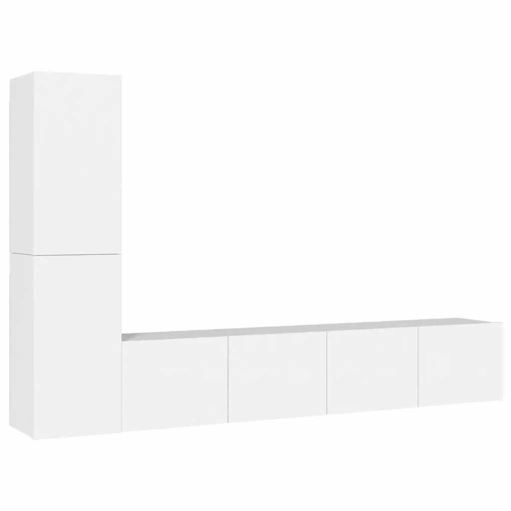 Set di mobili porta TV componibile da 4 pezzi in legno multistrato bianco, design classico a parete per il tuo soggiorno, L: 80 cm, P: 30 cm, H: 30 cm – 2