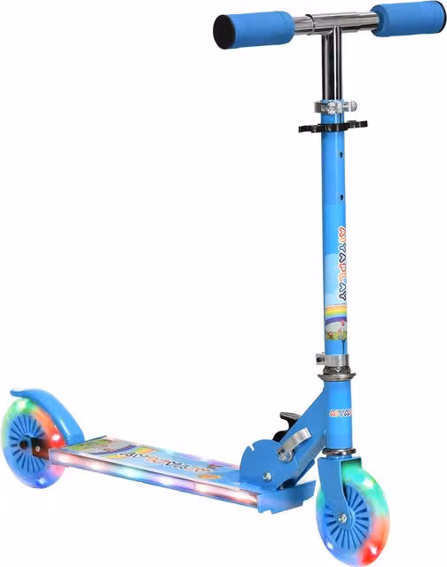 HOMCOM Monopattino Pieghevole per Bambini con Altezza Regolabile e Luci e Suoni, Blu, L/P/H: 67 x 32 x 65-78 cm – 1