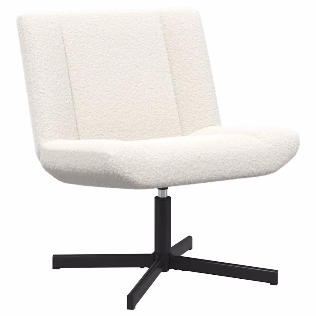 Sedia girevole moderna vidaXL in pelle e tessuto beige e bianco L/P/H: 63 x 75 x 76 cm – 2