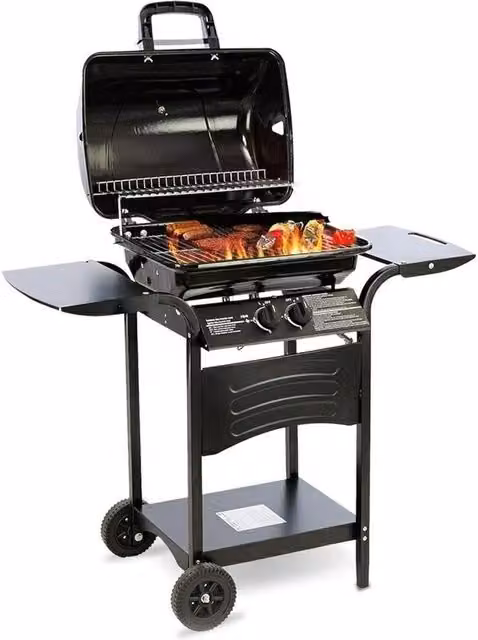 Barbecue a gas GMR GUSTAVO a 2 fuochi, colore nero, L 109,5 x P 56 x H 101,5 cm