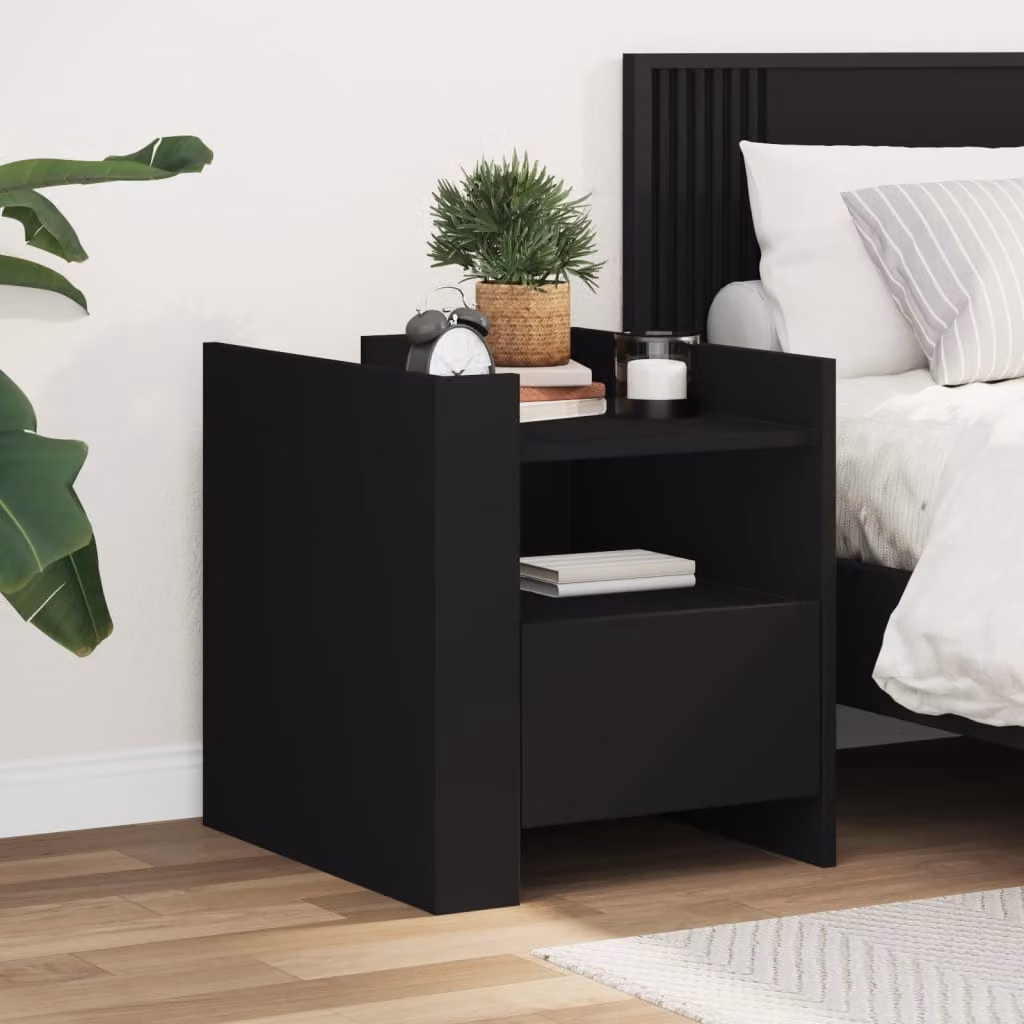 Comodino moderno vidaXL nero opaco in MDF da appendere a parete