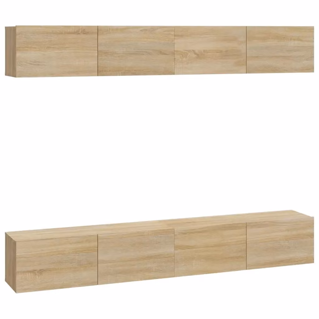 Set di 4 mobili porta TV da parete vidaXL in legno color rovere beige, L 100 x P 30 x H 30 cm – 2