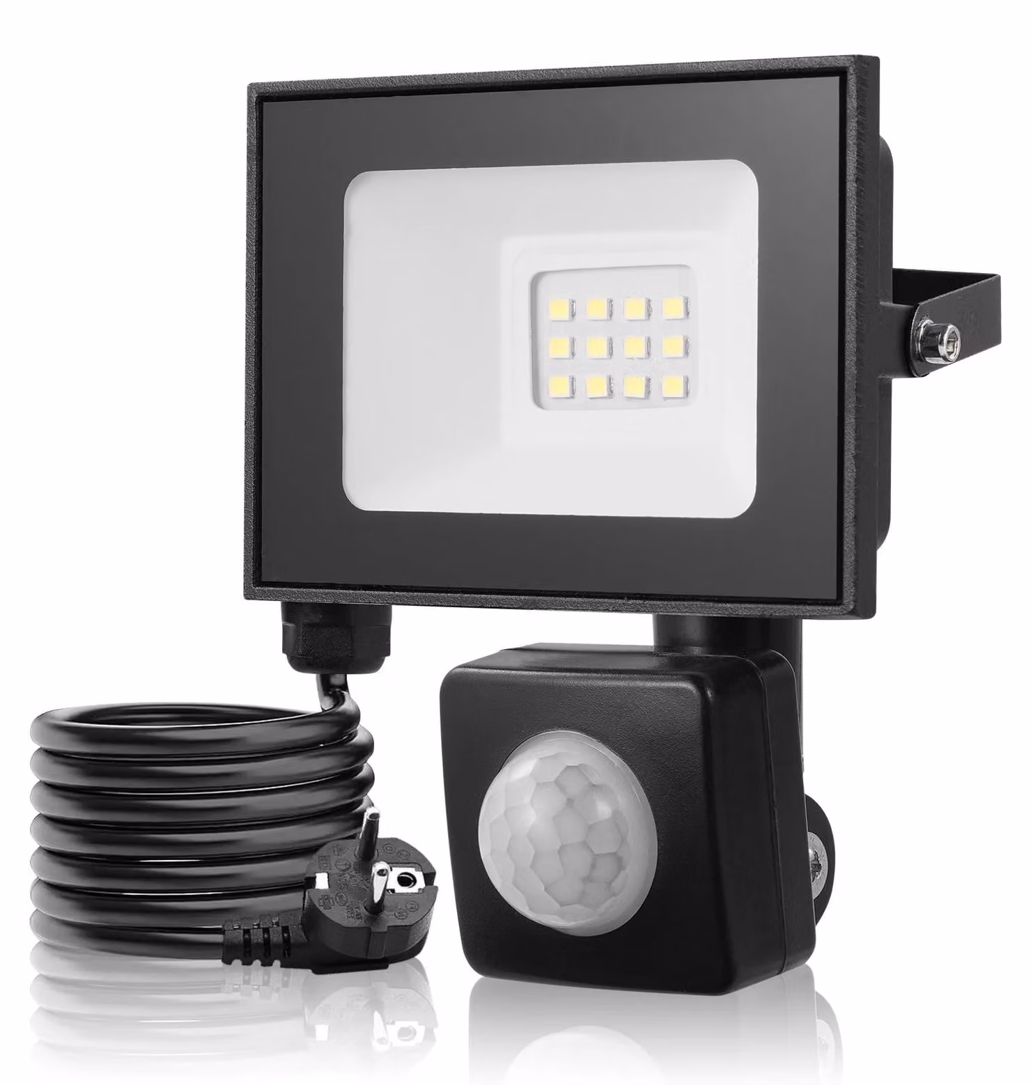 Fari a LED - 10 W - Set da 2 pezzi - 3000 K (bianco caldo) - Grado di protezione IP66 (resistente all'acqua) - Adatti per uso esterno - Spina EU con interruttore