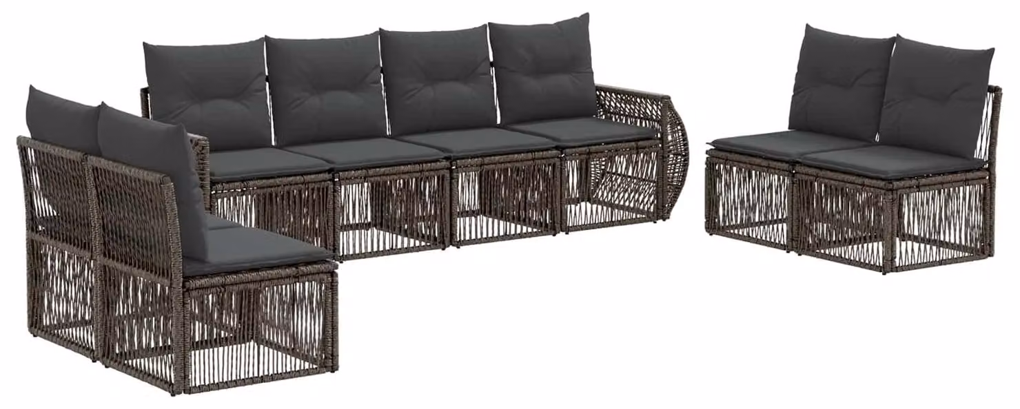 Set di divani da giardino, 8 pezzi, grigio e grigio scuro, in rattan sintetico