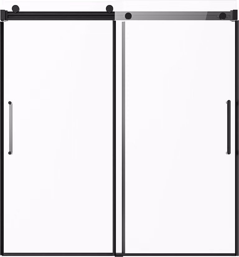 SucceBuy porta scorrevole senza telaio per bagno, 56-60 pollici L x 60 pollici H, porta in vetro per doccia, vetro temperato, finitura cromata, bagno