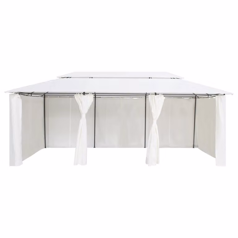 Gazebo con Tende 600x298x270 cm Bianco 180g/m²