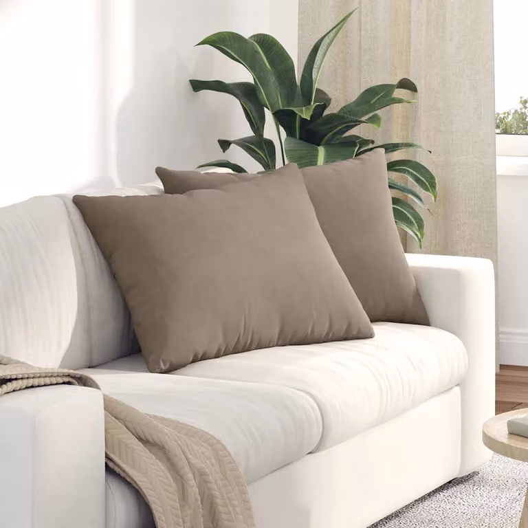 Set di 2 cuscini da divano vidaXL in tessuto con fodera rimovibile, disponibili in beige o grigio, L 70 cm x P 50 cm x H 20 cm