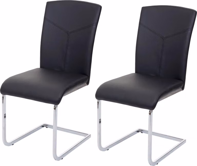 set di 2 sedie per sala da pranzo HWC-F36, sedia da cucina a sbalzo sedia da conferenza ~ Pelle finta, nero