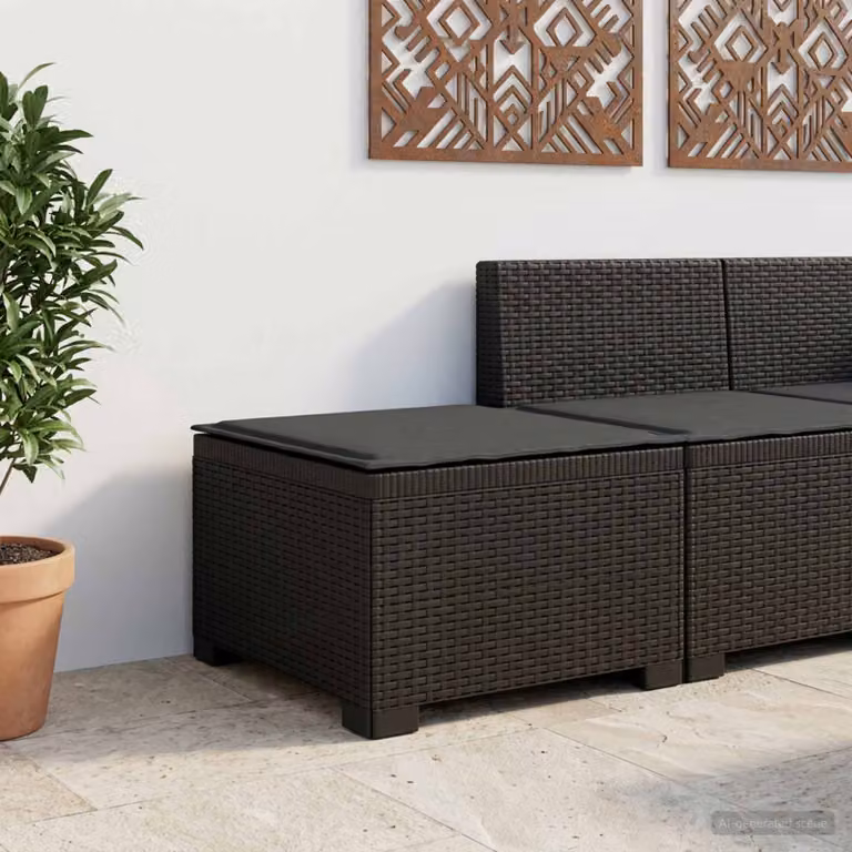Divano da giardino singolo vidaXL con cuscino in aspetto rattan color antracite e nero