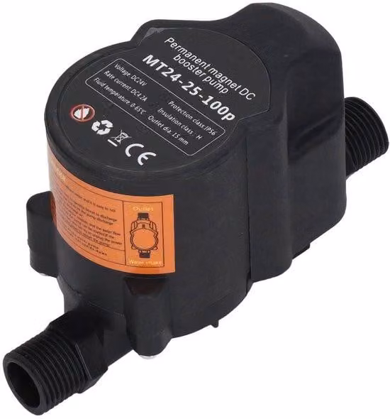 Pompa sommergibile a 24 V DC – pompa doccia completamente automatica – a basso rumore – nera – ideale per uso domestico – pompa potente ed efficiente – compatta.